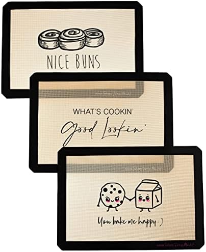 Happy Homes Market, Silicone Baking Mat, Non-Stick, Professional Grade Quality Baking Mat, Food Safe, BPA Free, Reusable, Eco-Friendly, Luxury Baking Sheet Liner- Set of 3 Standard Half Sheet Sizes