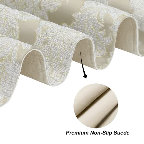 Loom And Mill Luxury Damask Table Runner 13X108 Inch, Elegant Jacquard Fabric Dining Table Runners With Beads, Great For Home Table Setting Kitchen Dresser Party Holiday Decoration(Beige, 13X108In) #TOP4
