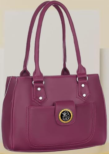Image of Women's PU Leather Shoulder Handbag | Spacious 3 Compartment Tote Purse with Zip Closure & Multiple Pockets | Top Handle Office College Travel Handbag | 30 x 25 x 12 cm