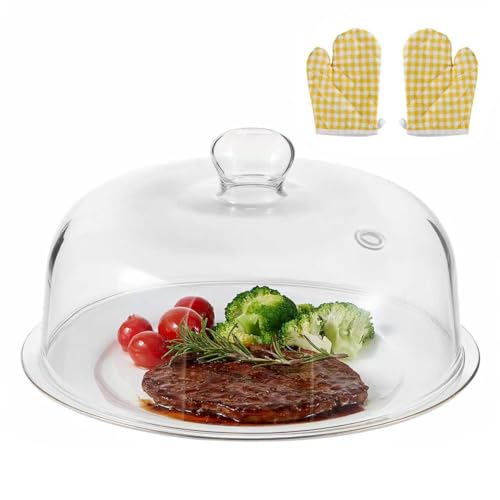 10 inch Glass Microwave Splatter Cover for Food,5 inch Tall BPA-Free Non Toxic...