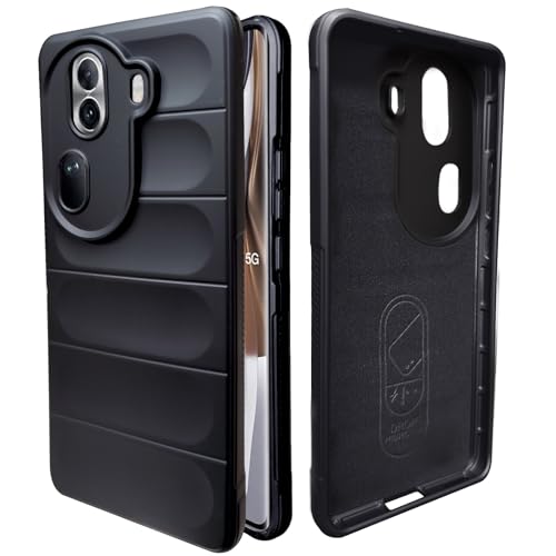 Image of A rtistque Liquid Silicone Stripes Back Cover Case for Oppo Reno 11 Pro 5G | with Camera Protection | with Inner Fabric | Anti Slip Grip | AirBag Case - Black