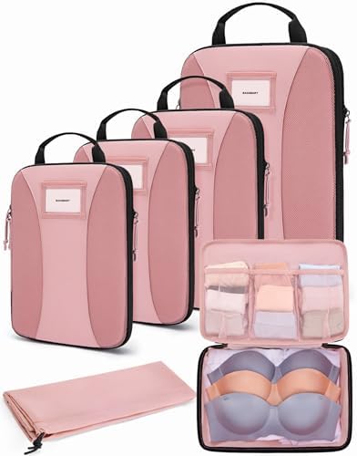 BAGSMART Compression Packing Cubes, 6 PCS Packing Cubes for Suitcases, Travel Bags Organizer for Luggage, Lightweight Packing Cube for Travel Essentials
