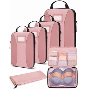 BAGSMART Compression Packing Cubes, 6 PCS Packing Cubes for Suitcases, Travel Bags Organizer for Luggage, Lightweight Packing Cube for Travel Essentials