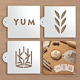 King Arthur Baking Company Bread Stencils, for Decorative Artisanal Breads, Set of 3, Wheat, Crown, and Yum