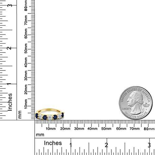 Gem Stone King 18K Yellow Gold Plated Silver Gemstone Birthstone and White Topaz Wedding Band Engagement Anniversary Ring | Round 3.5MM | 7 Stone Promise Ring For Women3