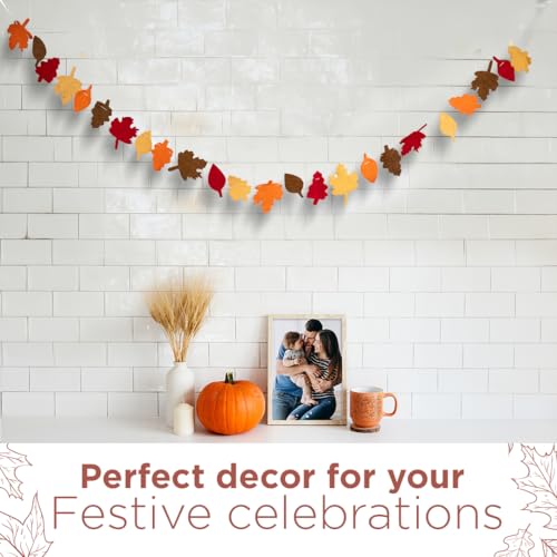 Image of Folkulture Fall Garland - 72 Inch | Fall Leaf Garland for Fall Decorations for Home, Mantle, Pottery Barn Decor | Cute, Premium Wool, Pre Strung Autumn Leaves Felt Garland for Wall Decor, Thanksgiving