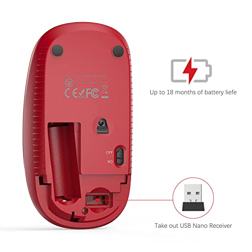 Vssoplor Wireless Mouse, 2.4G Slim Portable Computer Mice With Nano Receiver For Notebook, Pc, Laptop, Computer (Yellow To Red) #TOP4