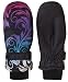 N'Ice Caps Girls Multi Shaded Scroll Print Thinsulate And Waterproof Mitten (8-12yrs, black/silver grey/neon blue/neon purple/neon pink)