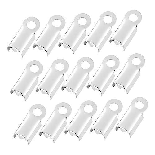 TEHAUX DIY Jewelry Making 500pcs Stainless Steel Ribbon Clamp Cord Locks Bracelet Crimp Necklaces Clamp