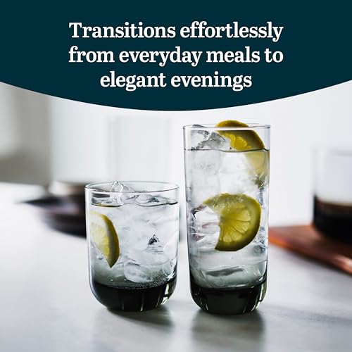 Image of Libbey Polaris Tumbler and Rocks Glass Cups Set, Smoke Hue Mixed Drink Glasses with Straight Lines, Lead-Free, Drinkware Set of 16 for all Beverages