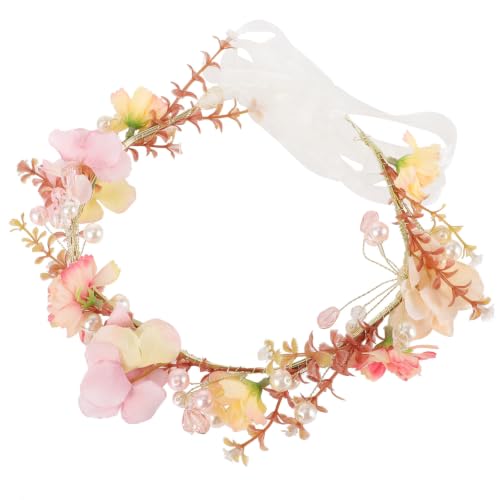 Diadema de flores y perlas Toyvian para niñas en bodas