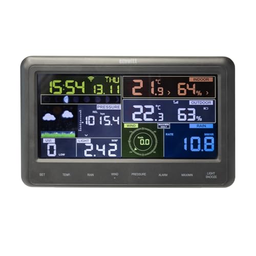 ECOWITT WS2910_C Consola con pantalla LCD a color Wi-Fi de 6,8 pulgadas con botones táctiles para el sensor exterior WS69 / WN67