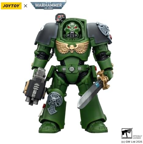 JOYTOY Action Figures Warhammer 40K Terminator Squad 1/18 Movable Model Collectible Figurine Ages 15+ (Salamanders Terminator 1 with Power Sword and Storm Bolter)