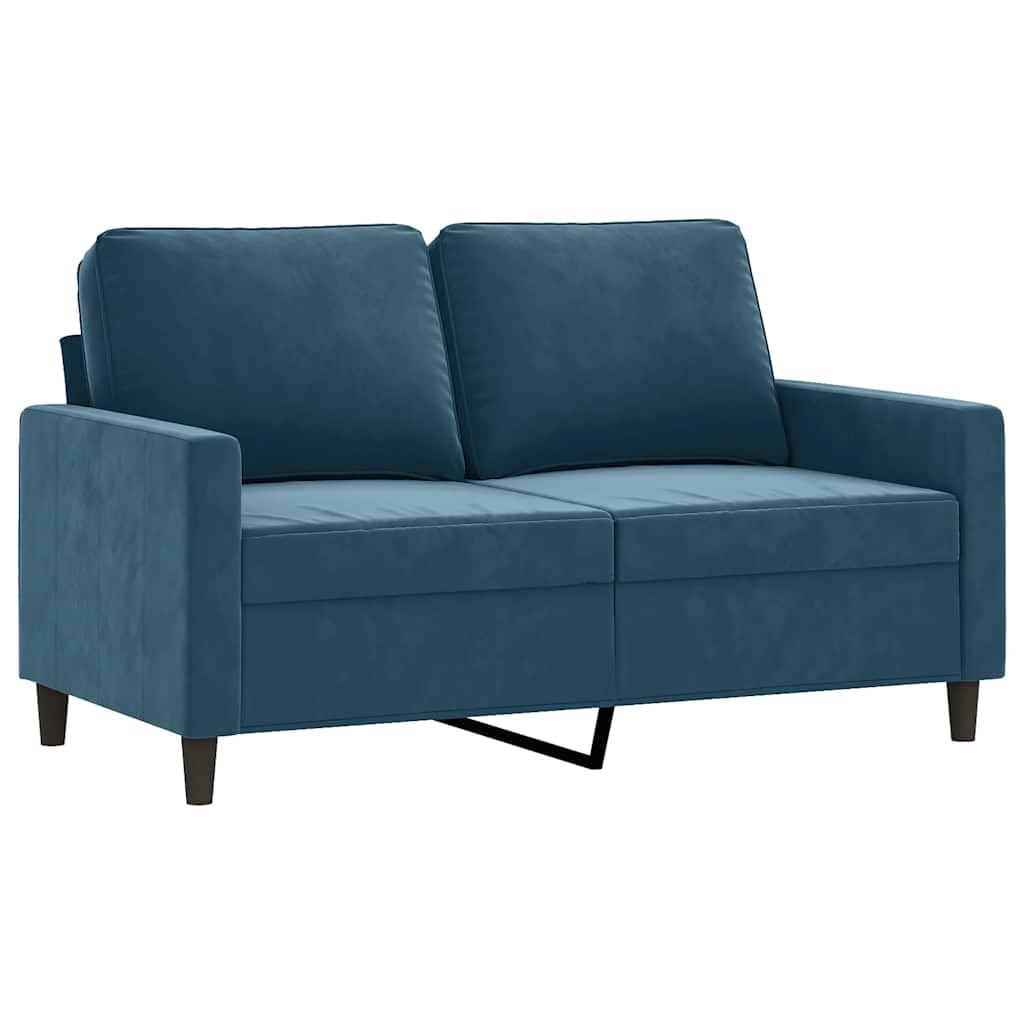 Canape 3 Posti Velluto Blu Scuro 3 Pezzi | Struttura contropiastra in metallo, seduta imbottita, pouf multiuso, 110 kg per sedile