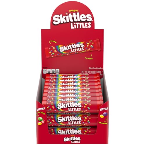 SKITTLES Littles Originals Rainbow Chewy Candy Bulk – 45.6 Oz, 24 Count Mega Tubes