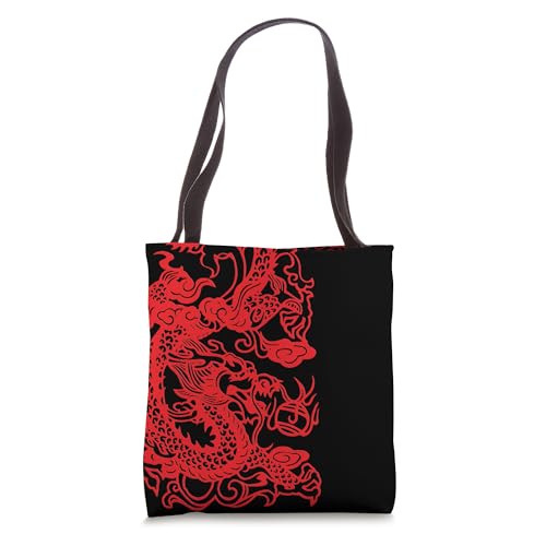 Bolso Tote Dragón Asiático Rojo miniatura 1