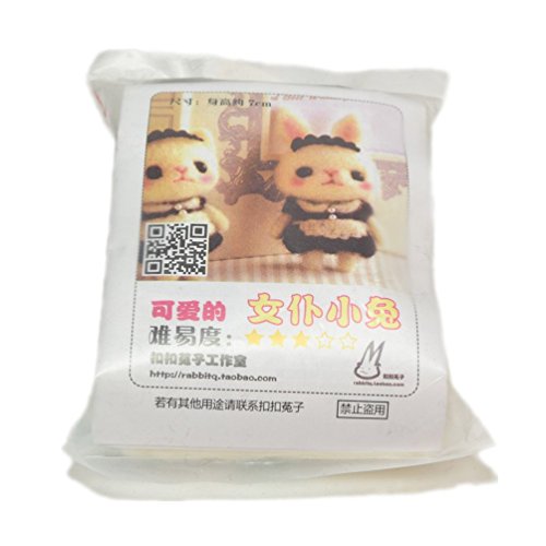 Diy Needlecrafts Needle Felting Character Kit: 2Pcs Cute Cat And Rabbit Maid #TOP4