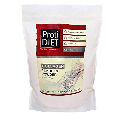 ProtiDiet - Collagen Peptides Powder | Hydrolyzed for Better Collagen Absorption | Non-GMO Verified, Certified Keto Friendly and Gluten Free - Unflavored