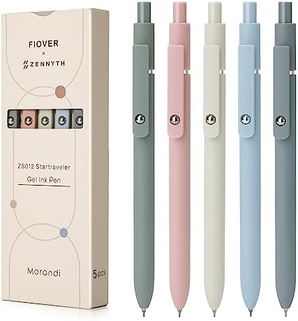 FIOVER 5pcs Gel Pens Quick Dry Ink Pens Fine Point Premium Retractable Rolling Ball Gel Pens Black Ink Smooth Writing for School Supplies Office Home