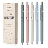 FIOVER 5pcs Gel Pens Quick Dry Ink Pens Fine Point Premium Retractable Rolling Ball Gel Pens Black I