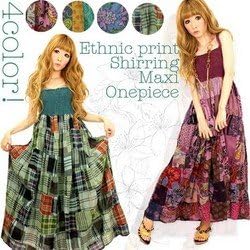 Amazon Co Jp 超特価９８７円 Gladys パッチワーク胸元シャーリングマキシワンピース 本格エスニックインド綿 裏地付 モロッコ リゾートスタイル 大人可愛い1枚 特別価格 激安セール カーキ 服 ファッション小物