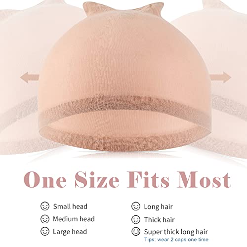 IKOCO Wig Caps, 6Pcs Stretchy Nylon Wig Caps for Women Lace Front, Beige