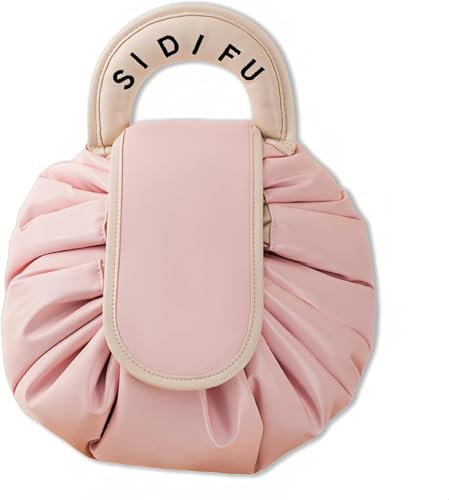 COMVASTARS Saco con cordón,Neceser Maquillaje con Cordón,Neceser,Organizador De Maquillaje Gran Capacidad,Bolsa de Cosméticos,Bolsa de Cosméticos Viaje (Rosa)