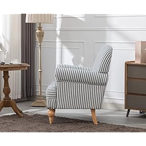 Kmaxlinenaccentchairmidcenturymodernsofachaircomfyloungechairarmchairupholsteredreadingclubchairwithsoildwoodlegsforlivingroombedroombluestripe Urban Country Home Decor Kmax linen accent chair mid century modern sofa chair comfy lounge chair armchair upholstered reading club chair with soild wood legs for living room bedroom blue stripe urban country home decor