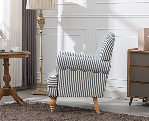 Kmaxlinenaccentchairmidcenturymodernsofachaircomfyloungechairarmchairupholsteredreadingclubchairwithsoildwoodlegsforlivingroombedroombluestripe Urban Country Home Decor Kmax linen accent chair mid century modern sofa chair comfy lounge chair armchair upholstered reading club chair with soild wood legs for living room bedroom blue stripe urban country home decor