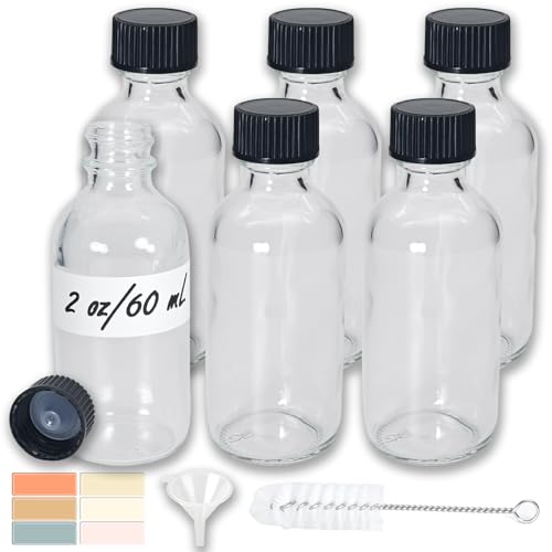 Zkupanx Glass Boston Round Shot Bottles Leak-Resistant 6-Pack