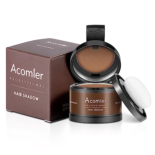 Acomler Instantly Root Cover Up Hairline Shadow Powder,Root Touch Up Hair Color,Dark Brown for Thinning Hair, Grey Hair Coverage Hair Powder for Women Men with Eyebrows, Beard Line, Bald Spots (Brown)