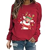 Hanraz Sweater WeihnachtsthemaWinter Rundhals LangarmDrucken WeihnachtspulliChristmas Sweater