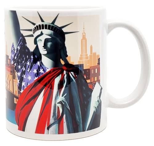 DESSAPT Arts - Statue de la Liberté, New York City - Mug Céramique 325 ml - Tasse-Cadeau Unique avec les Magnifiques Paysages New-Yorkais - Imprimé en...