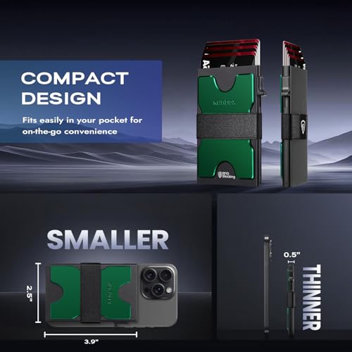 Image of RUNBOX Slim Wallet for Men, RFID Aluminum Pop-Up Card Holder for 12 Cards