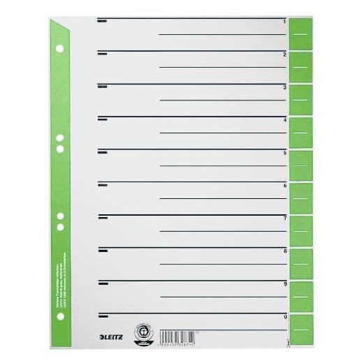 100 LEITZ Trennblätter 1652 / grün / 230 g/m² / DIN A4