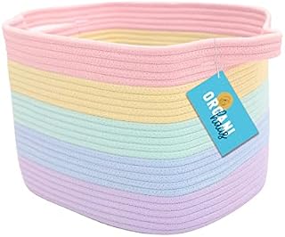 OrganiHaus Rainbow Blanket Basket for Living Room | Toy Storage Basket | Woven Basket for Laundry | Toy Basket for Kids | Cotton Rope Basket for Baby | Storage Basket for Nursery | Rope Storage Basket