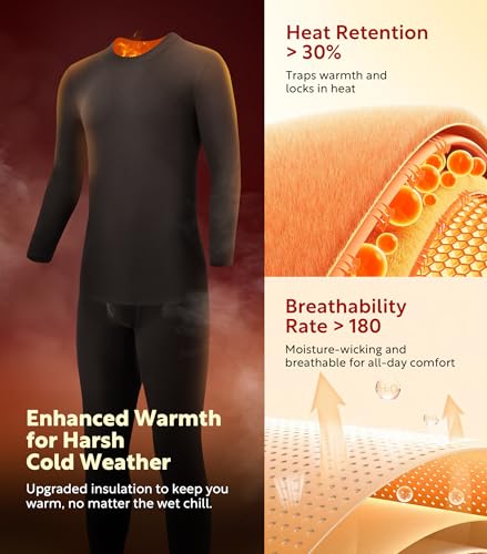 DAVID ARCHY Men’s Heavyweight Thermal Underwear for Extreme Cold, Perfect for Harsh Winter from -10°C to -5°C2
