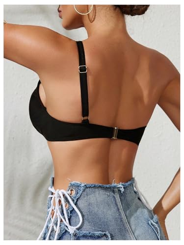 SHENHE Women's Underwire Push Up Bikini Top One Shoulder Cut Out Bathing Suit Swimwear2