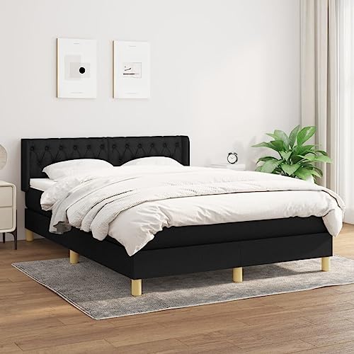 Xichuzi Cama Box Spring con colchón Tela Negro 140x200 cm, Somier, Bases De Cama, Estructura Cama, Bed Frame, Marco De Cama - 3130515