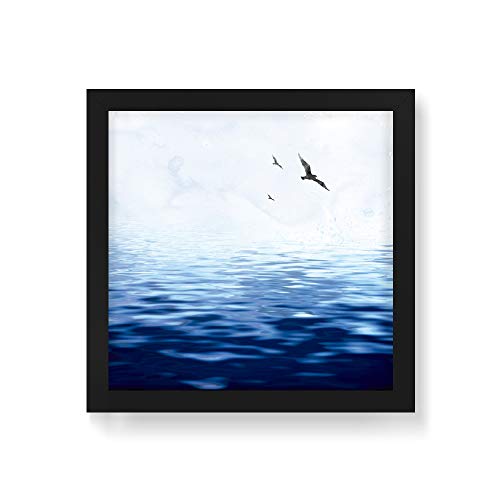 Arte Maníacos Quadro Decorativo Oceano Passáro - 50x50cm (Moldura em laca preta)