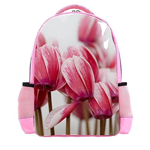 Sac à dos léger pour enfants motif tulipes roses sac scolaire fille