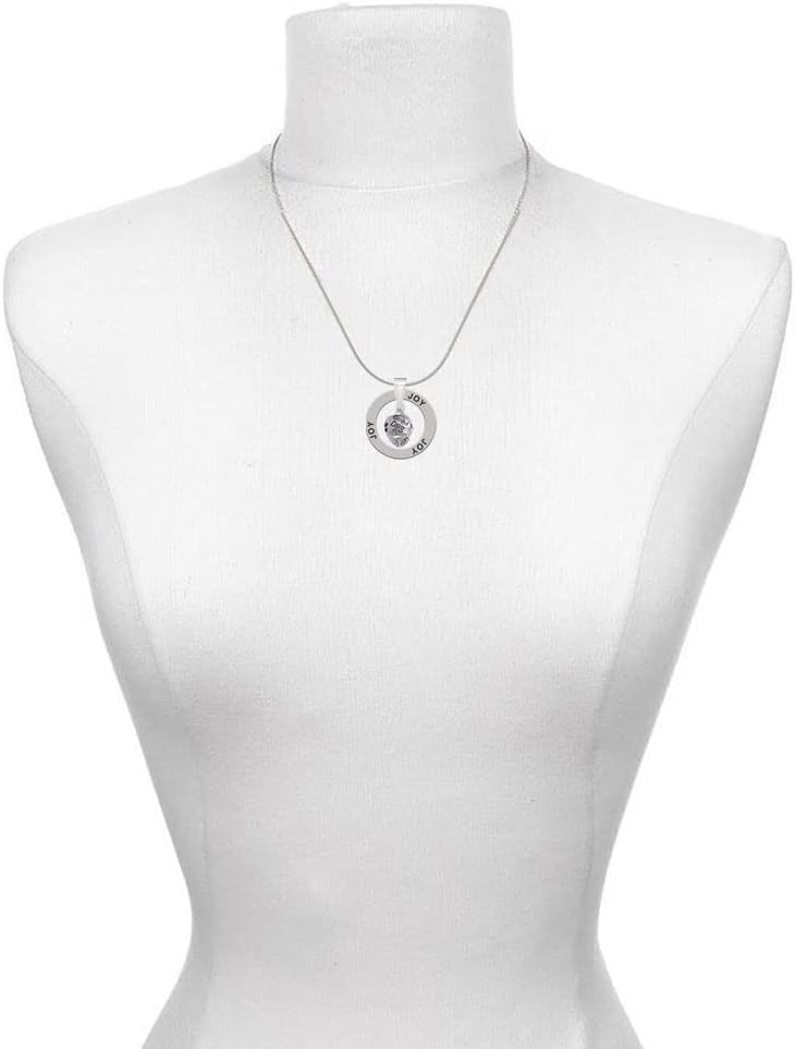 Delight Jewelry Silvertone Good Pet with Black Paw Spinners - Lucky Dog Ring Charm Necklace, 18"