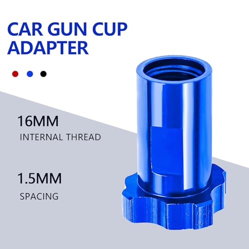 Image of Hovom Car Spray Gun Cup Adapter, 16mm Thread 1.5mm Pitch Master Elite Paint System MPS Female Adapter, Spray Gun Paint Cup Adapter Fits PRO-33, PRO-44, PRO-88 HVLP Spray Guns (Blue+Internal Thread)