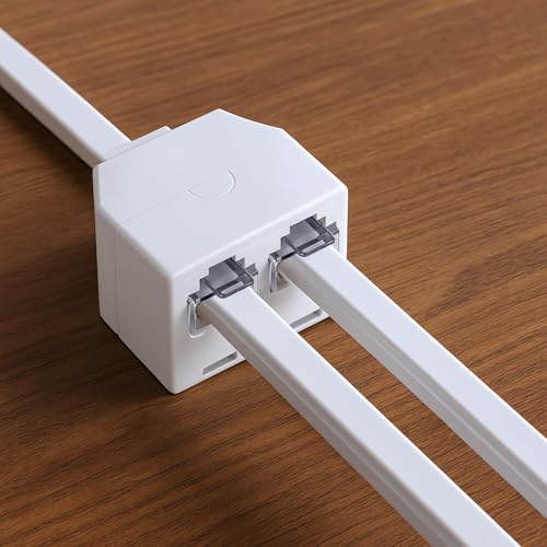 Image of MAKABEE 2 Pack Two Way Telephone Splitters RJ11 Male to Dual Female Cable 6P4C Phone Splitter for Landline Suitable for Telephone, Fax Machine, White