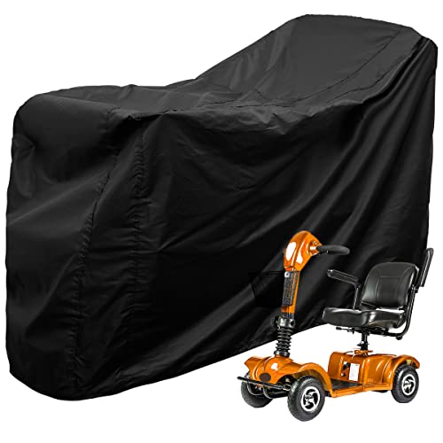 Heavy Duty Mobility Scooter Cover with Storage Bag, 190D Oxford Waterproof Anti-uv Wheelchair Storage Cover Anti Dust Motorbike Protect Cover for Most Mobility Scooter (170 * 61 * 117 cm)