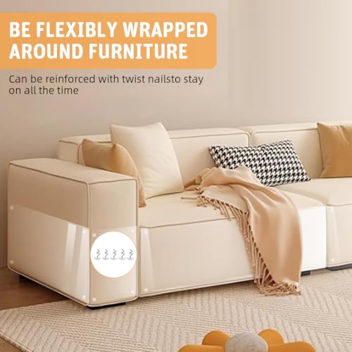 Image of Qpets Cat Scratcher Pad Clear PVC Cuttable Furniture Protector Self-adhesive Cat Scratcher Pad Sticker Cat Scratching Mat for Wall, Cabinet, Couch, Floor, 45x100cm