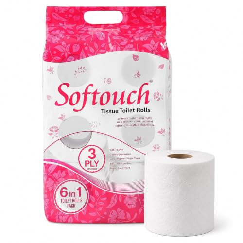 Image of Softouch 3 Ply Toilet Tissue Roll Family Pack 6-in-1 | 960 Pulls | 160 Pulls X 6 Rolls | Soft And Highly Absorbent Toilet Paper | 100% Natural Virgin Cellulose Fiber