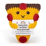 Soobeeke Emotional Support Crochet Pizza Gifts with “Every Pizza Me Loves Every Pizza You!” Card – Handmade Keepsake, Romantic Gifts for Boyfriend, Happy, Valentine’s Day