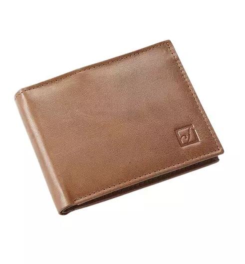 Mens Leather Bifold Wallet One Size Brown