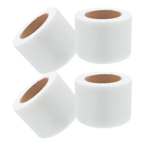 GLEAVI Cinta Autoadhesiva para Juntas de Paneles de Yeso Cinta de Refuerzo de Fibra de Vidrio 45 CM X 30 M 4 Rollos para Reparación de Grietas y Refuerzo en Paredes de Yeso